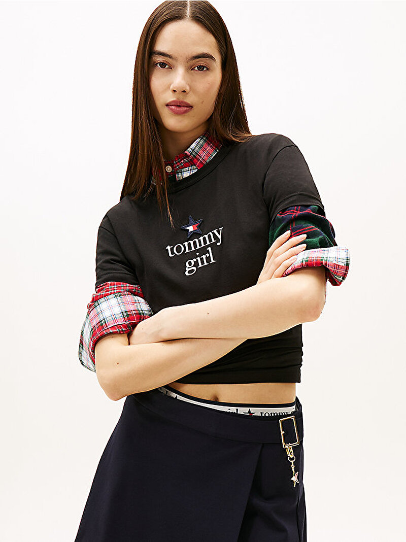 Unisex Tommy Girl Start Graphic T-shirt Siyah DN0DN00094BDS