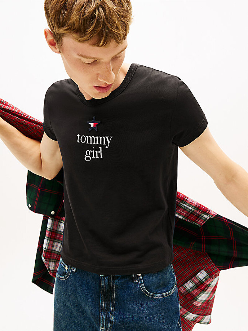 Unisex Tommy Girl Start Graphic T-shirt Siyah DN0DN00094BDS