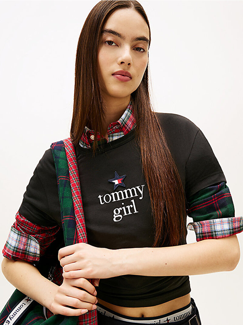Unisex Tommy Girl Start Graphic T-shirt Siyah DN0DN00094BDS
