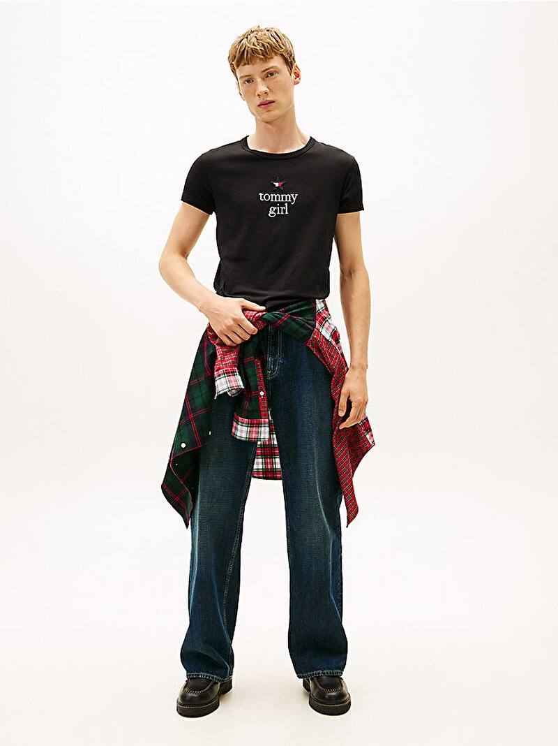 Unisex Tommy Girl Start Graphic T-shirt Siyah DN0DN00094BDS