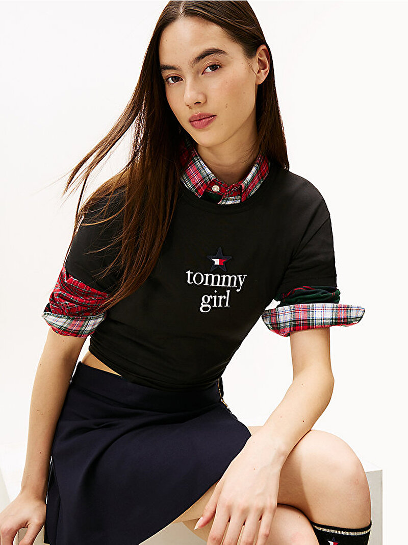 Unisex Tommy Girl Start Graphic T-shirt Siyah DN0DN00094BDS