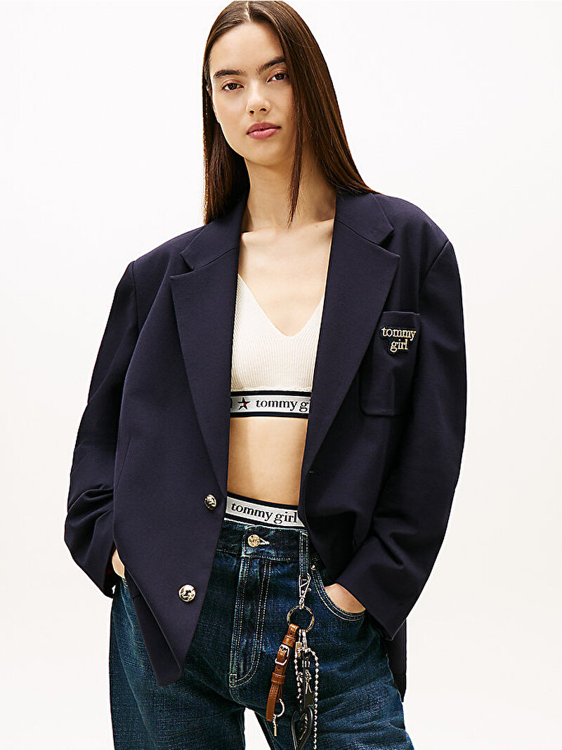 Kadın Tommy Girl Scholar Tailored Blazer Lacivert DW0DW22495DW5
