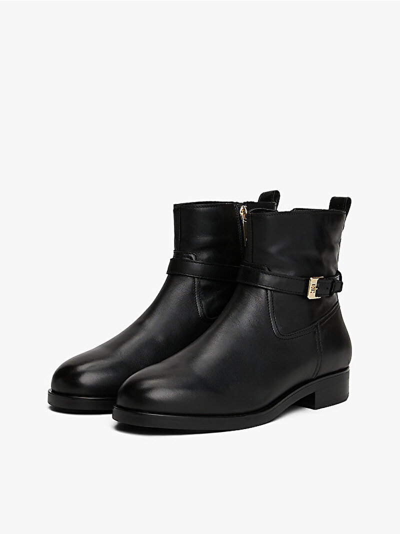 Kadın TH Buckle Riding Leather Bot Siyah FW0FW08781BDS