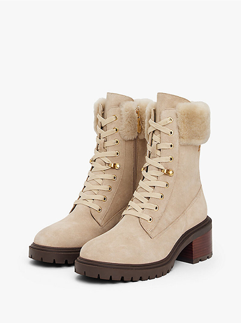 Kadın TH Shearling Lace Up Bot Bej  FW0FW08999ACC