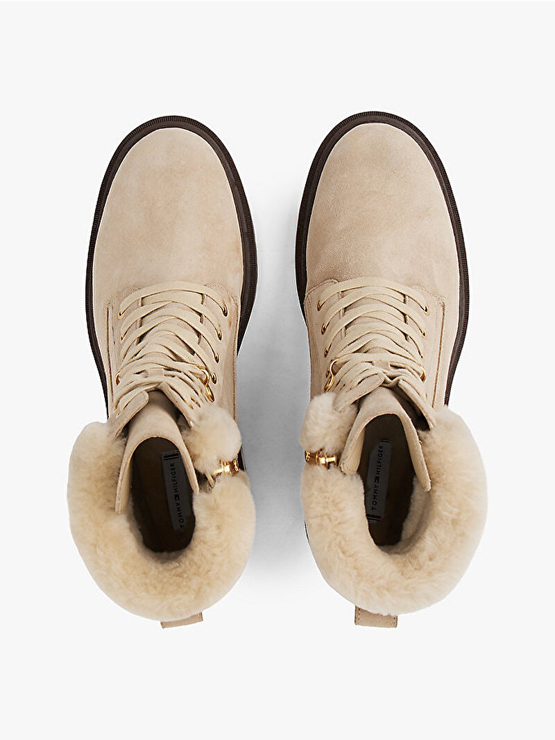Kadın TH Shearling Lace Up Bot Bej  FW0FW08999ACC