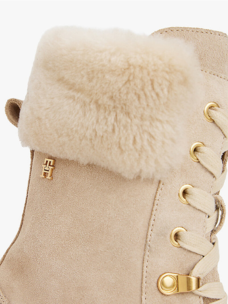 Kadın TH Shearling Lace Up Bot Bej  FW0FW08999ACC