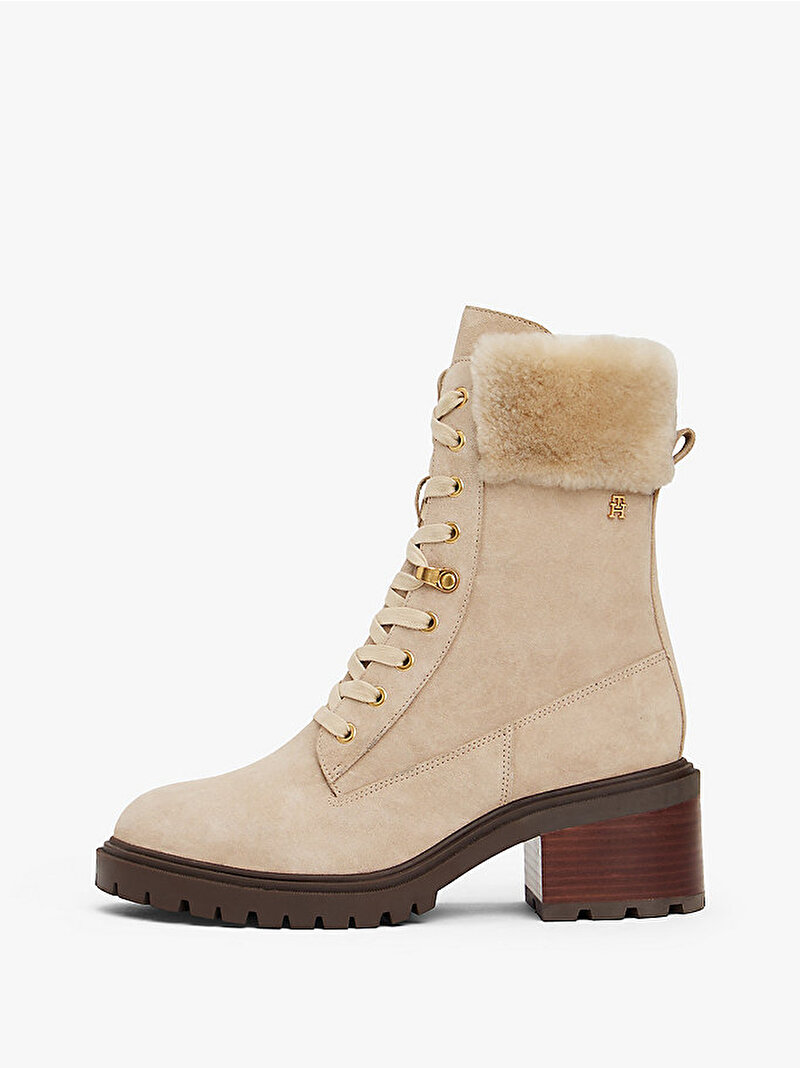 Kadın TH Shearling Lace Up Bot Bej  FW0FW08999ACC
