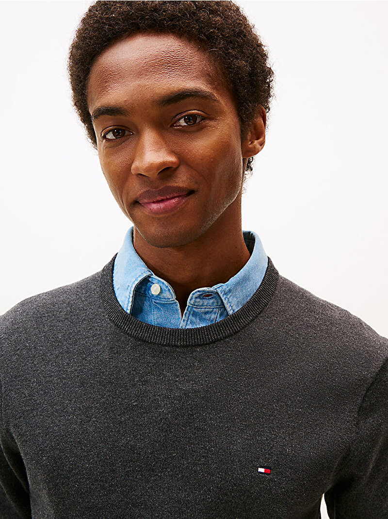 Erkek Essential Cotton Kazak Gri MW0MW39999P92