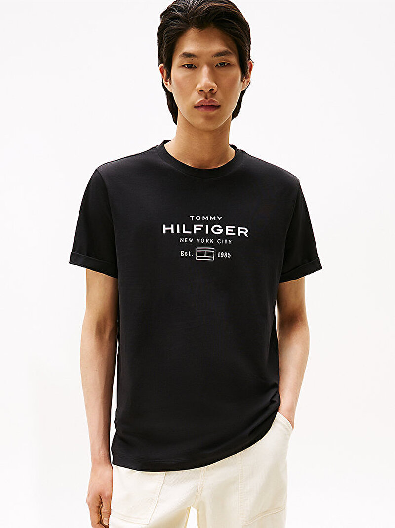 Erkek Hilfiger Stack Graphic T-shirt Siyah MW0MW40002BDS