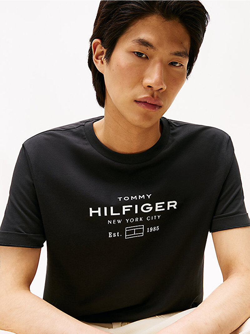 Erkek Hilfiger Stack Graphic T-shirt Siyah MW0MW40002BDS