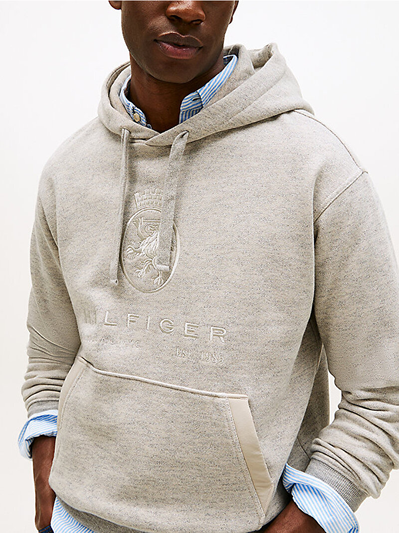 Erkek Crest Graphic Hoodie Gri MW0MW40046P97