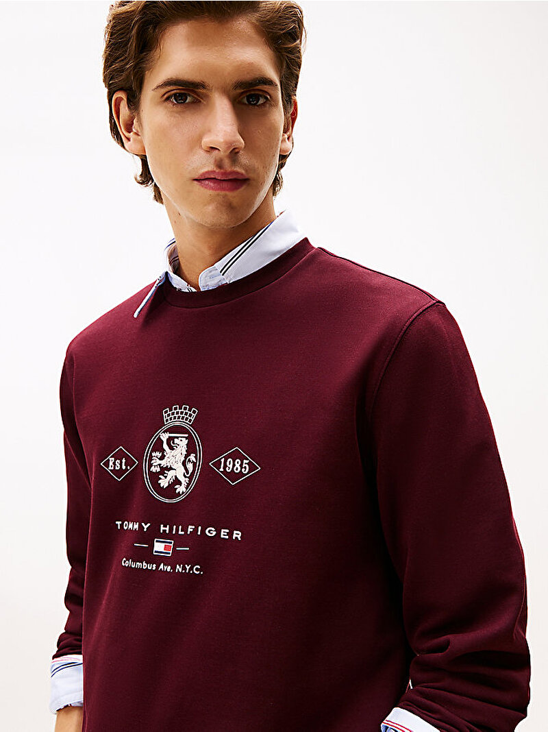 Erkek Diamond Crest Graphic Sweatshirt Kırmızı MW0MW40048XIH