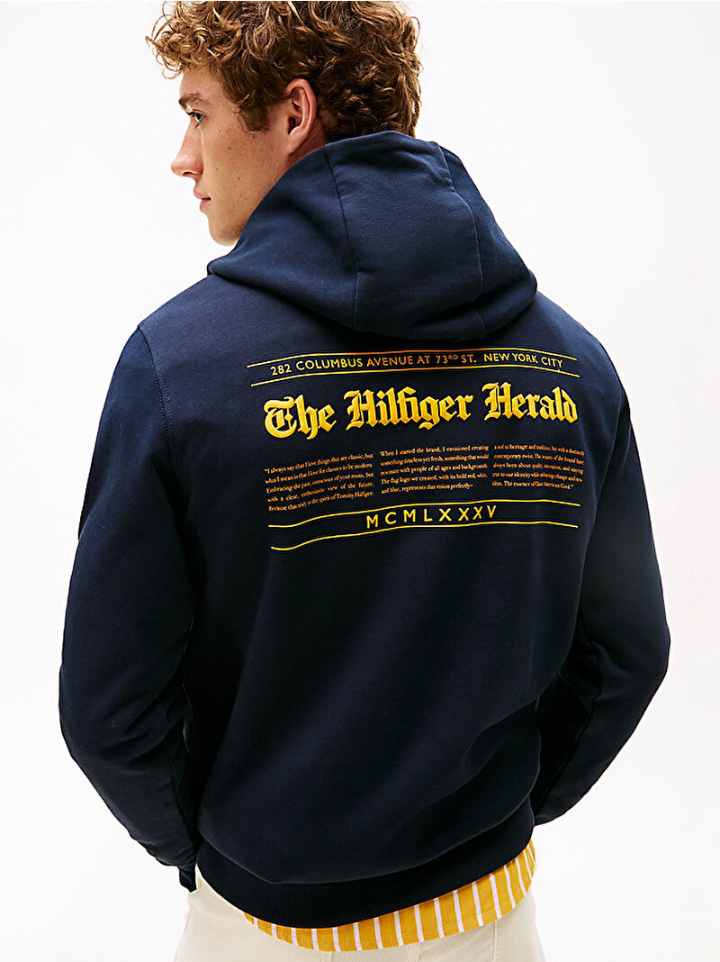 Erkek Hilfiger Herald Graphic Sweatshirt Lacivert MW0MW40065DW5