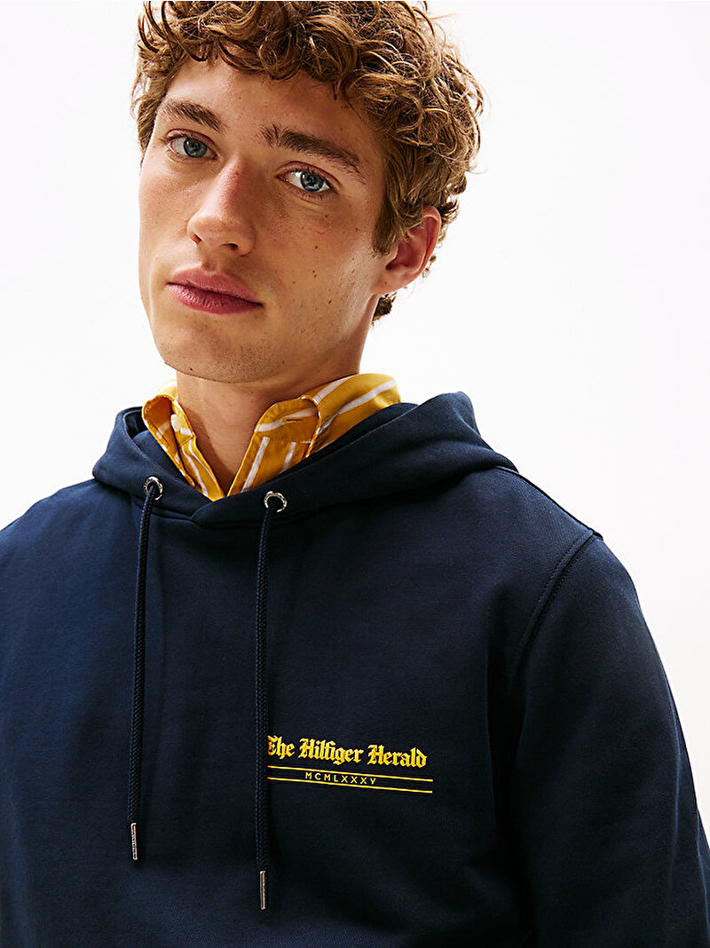 Erkek Hilfiger Herald Graphic Sweatshirt Lacivert MW0MW40065DW5