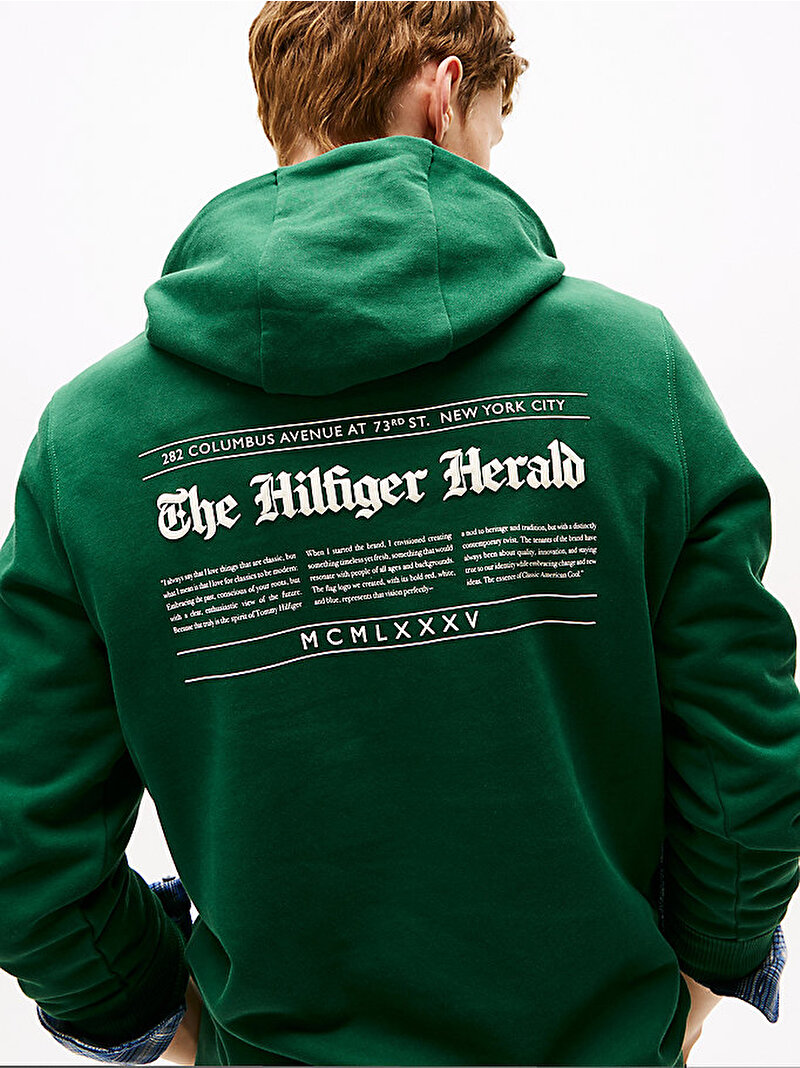 Erkek Hilfiger Herald Graphic Sweatshirt Yeşil MW0MW40065L6K