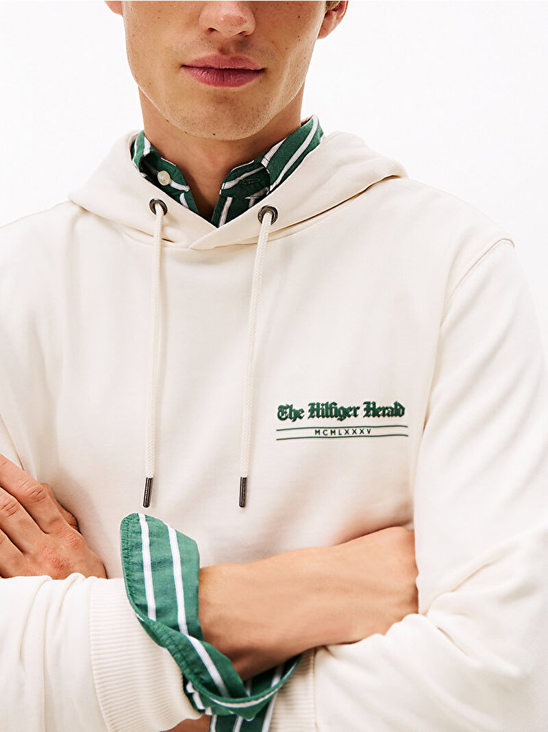 Erkek Hilfiger Herald Graphic Sweatshirt Beyaz  MW0MW40065Z00