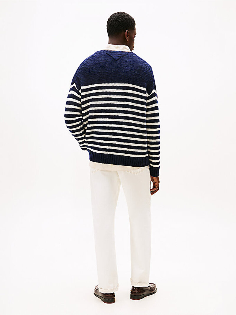 Erkek Flamed Wool V Neck Kazak Lacivert MW0MW404340A4