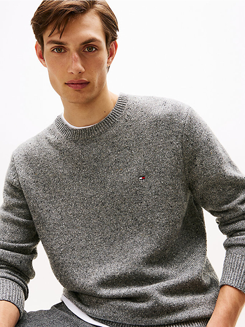 Erkek Lambswool Blend Done Kazak Gri MW0MW40435P91