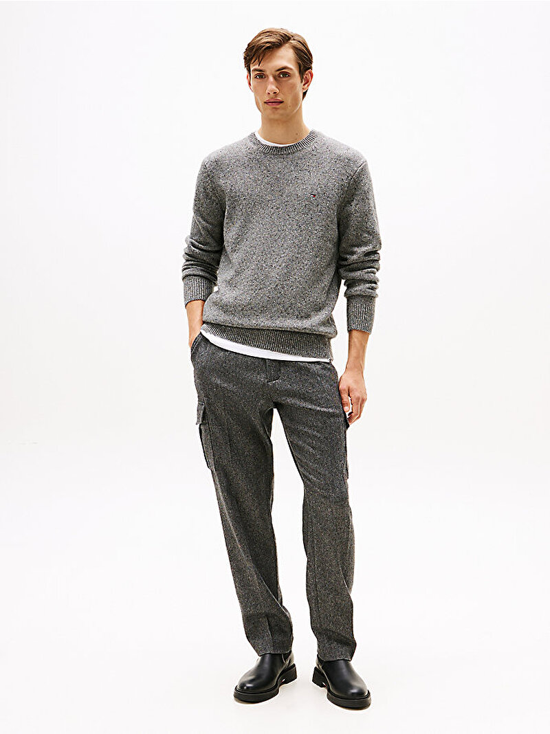 Erkek Lambswool Blend Done Kazak Gri MW0MW40435P91