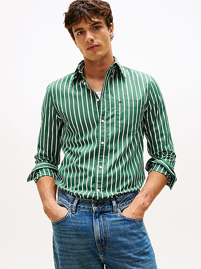 Erkek Flex Poplin Ground Gömlek Yeşil MW0MW404560CG