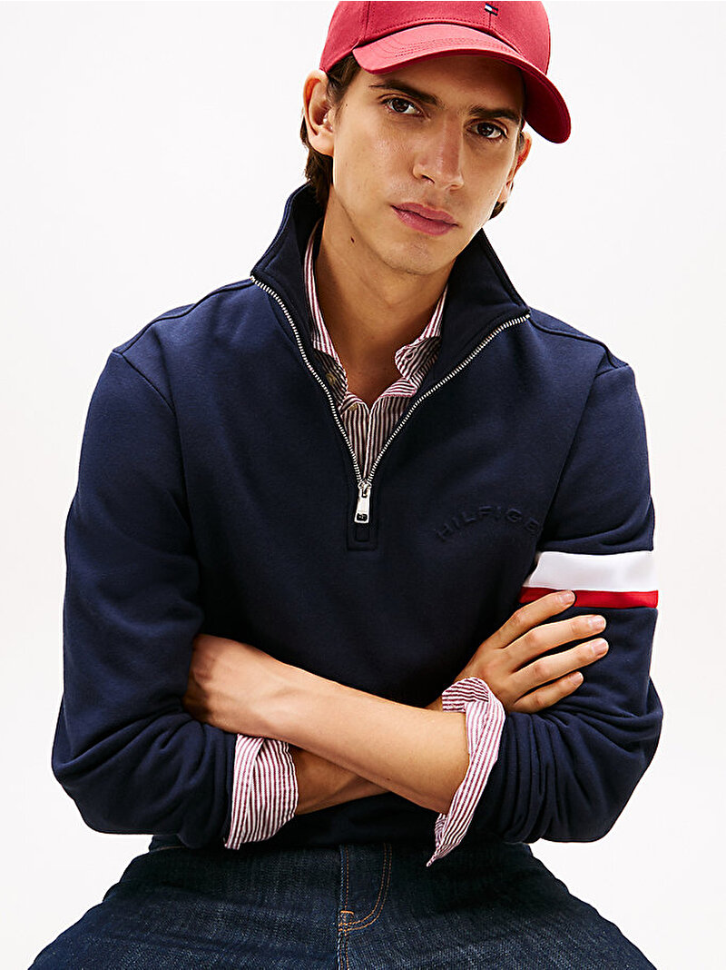 Erkek Rwb Insert 1/4 Zip Sweatshirt Lacivert MW0MW40480DW5