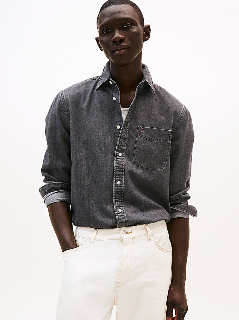 Erkek Denim Gömlek Gri MW0MW404941BB