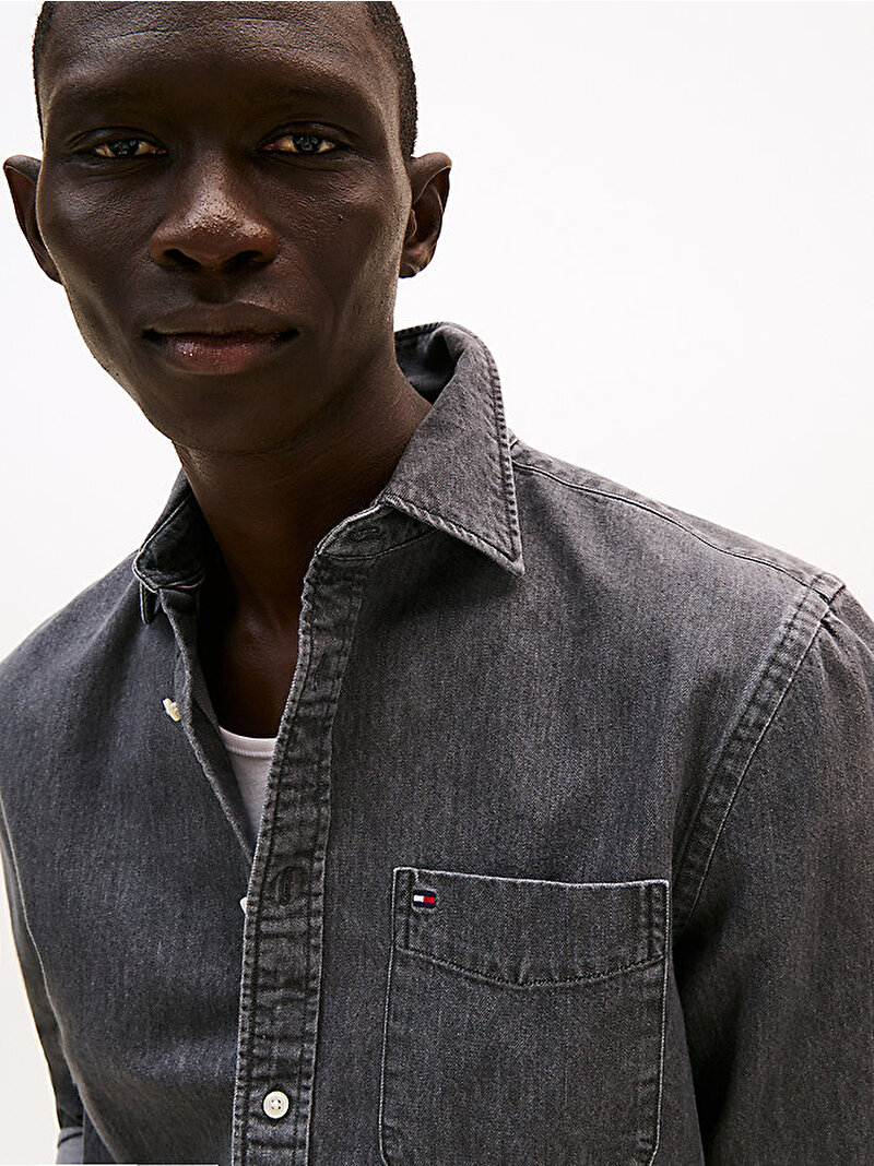 Erkek Denim Gömlek Gri MW0MW404941BB