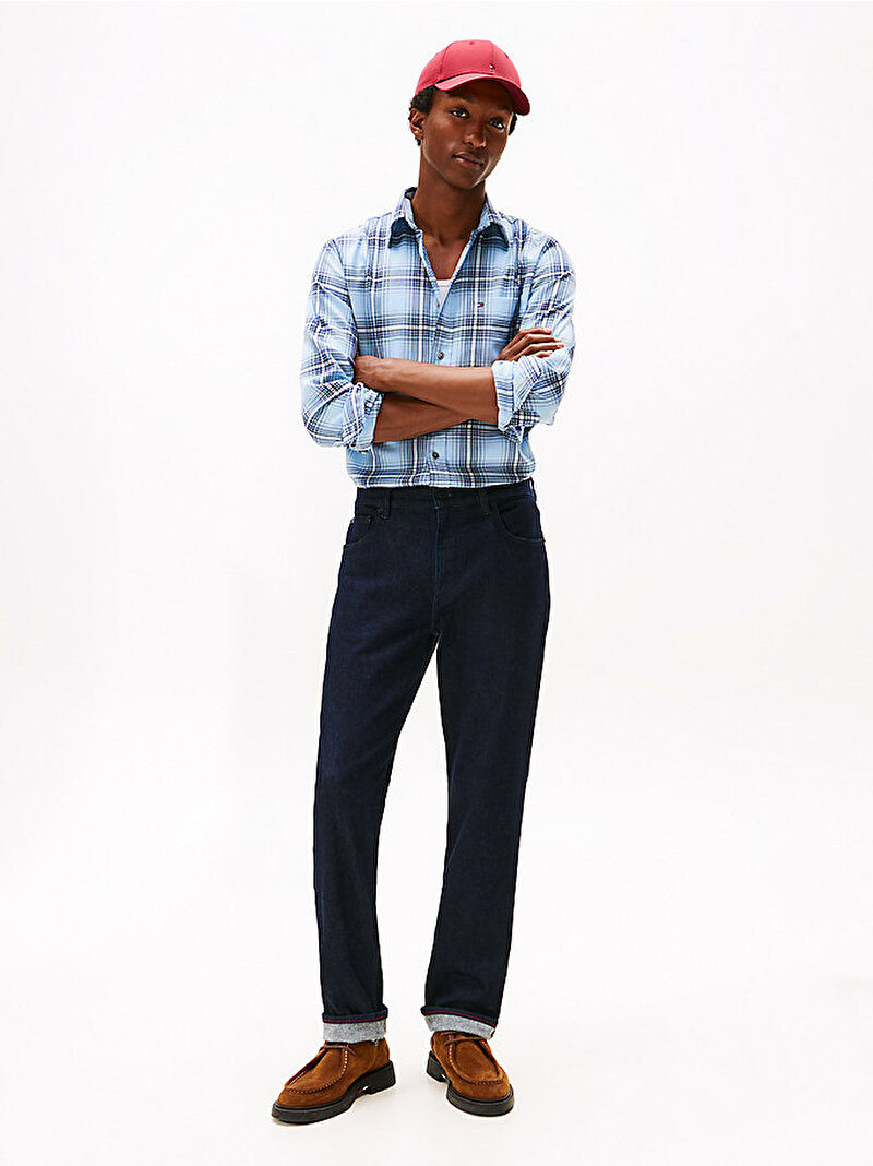 Erkek Soft Touch Blind Check Gömlek Mavi  MW0MW405100MS