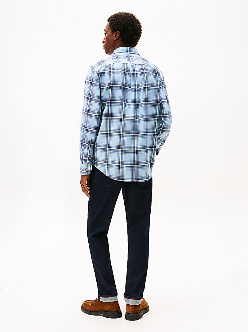 Erkek Soft Touch Blind Check Gömlek Mavi  MW0MW405100MS