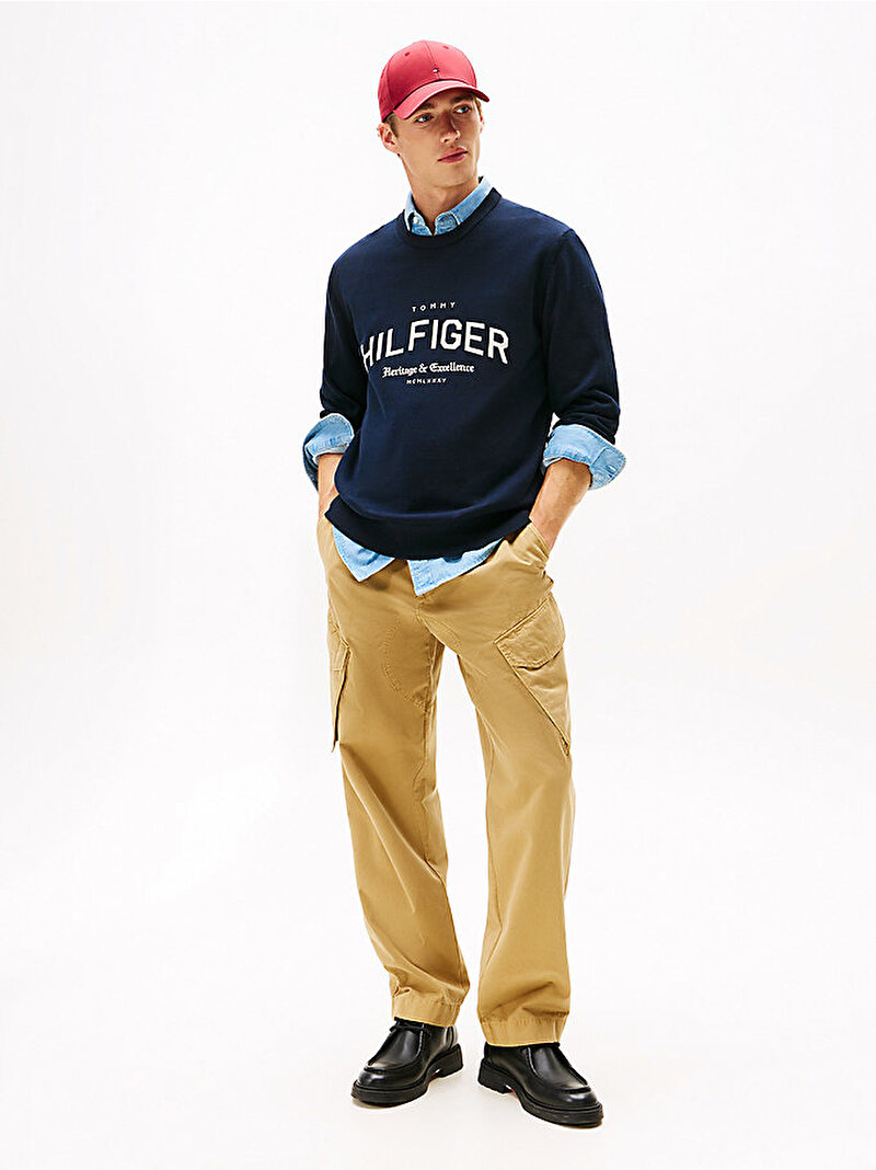 Erkek Brand İdentity Crew Kazak Lacivert MW0MW40851DW5