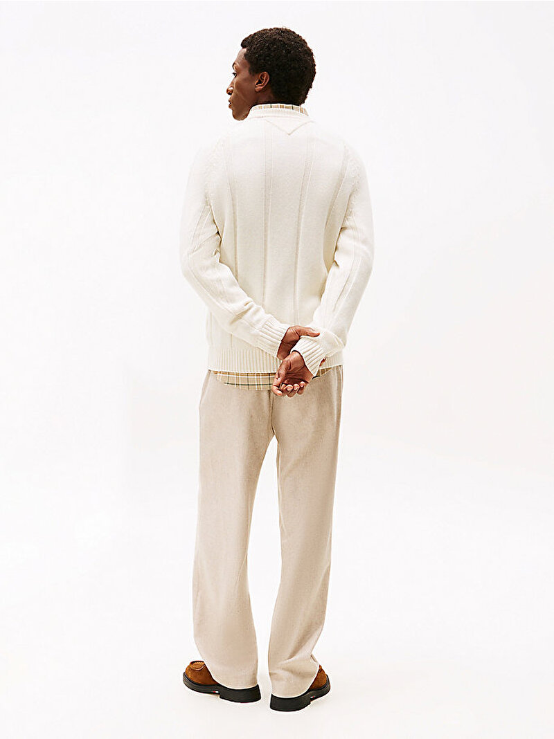 Erkek Dc Textured Stripe Kazak Beyaz  MW0MW40911Z00