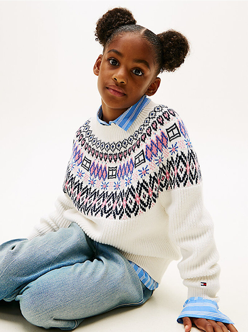 Kız Çocuk Fairisle Kazak Beyaz  KG0KG08846YA8