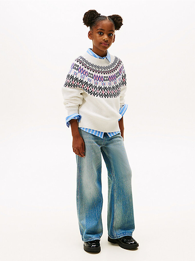 Kız Çocuk Fairisle Kazak Beyaz  KG0KG08846YA8
