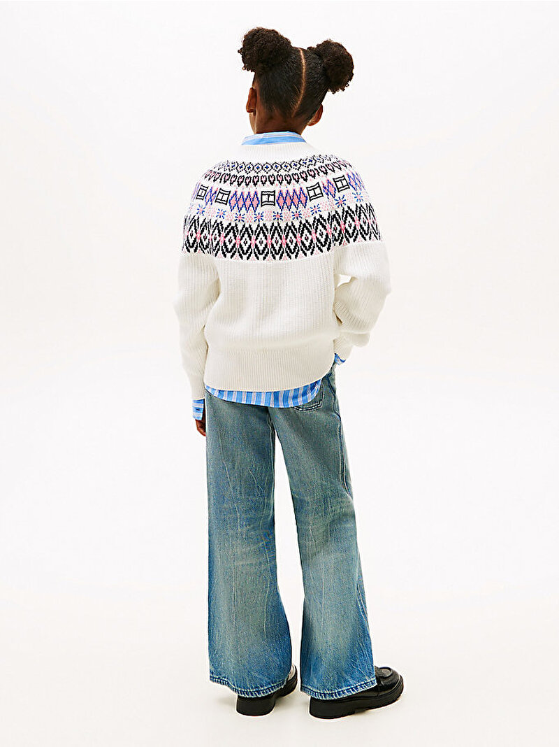 Kız Çocuk Fairisle Kazak Beyaz  KG0KG08846YA8