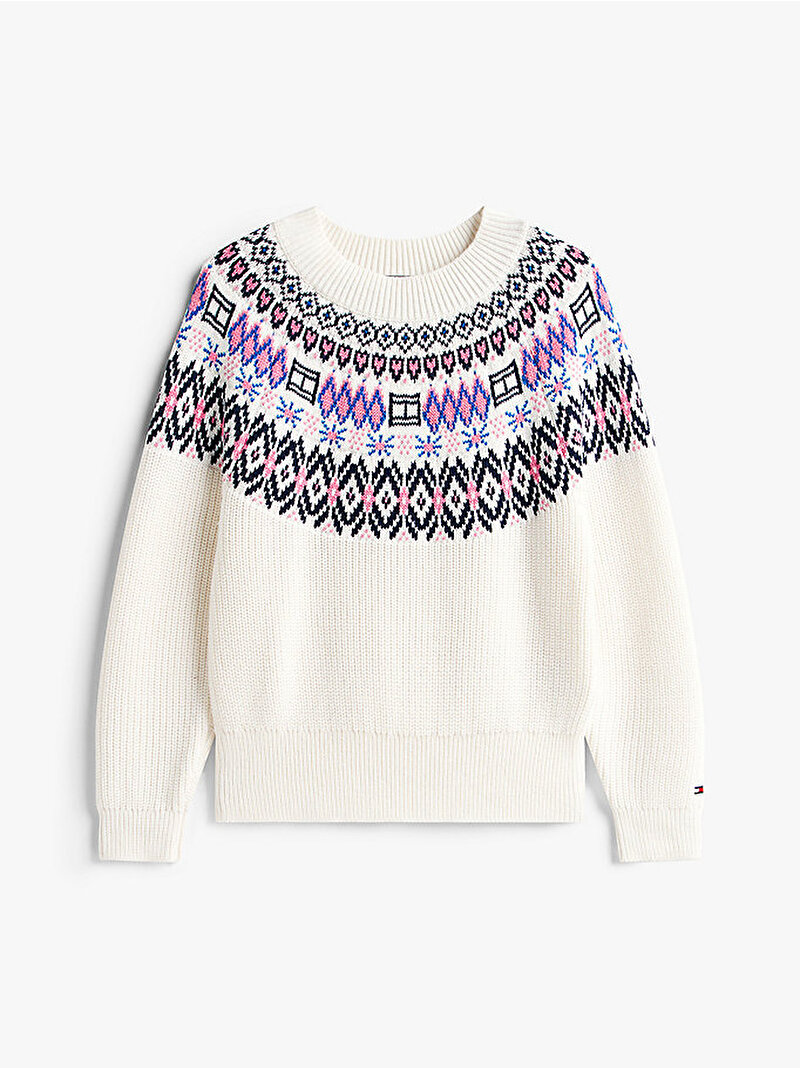 Kız Çocuk Fairisle Kazak Beyaz  KG0KG08846YA8