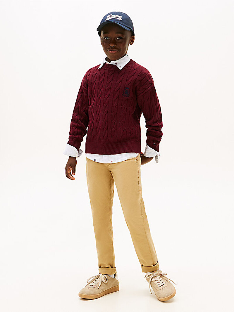 Erkek Çocuk Cotton Cable Crest Kazak Kırmızı KB0KB10352XT2