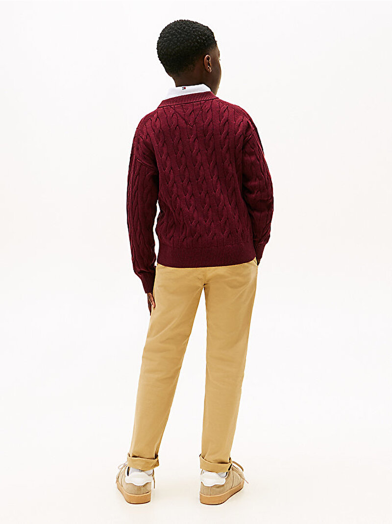 Erkek Çocuk Cotton Cable Crest Kazak Kırmızı KB0KB10352XT2