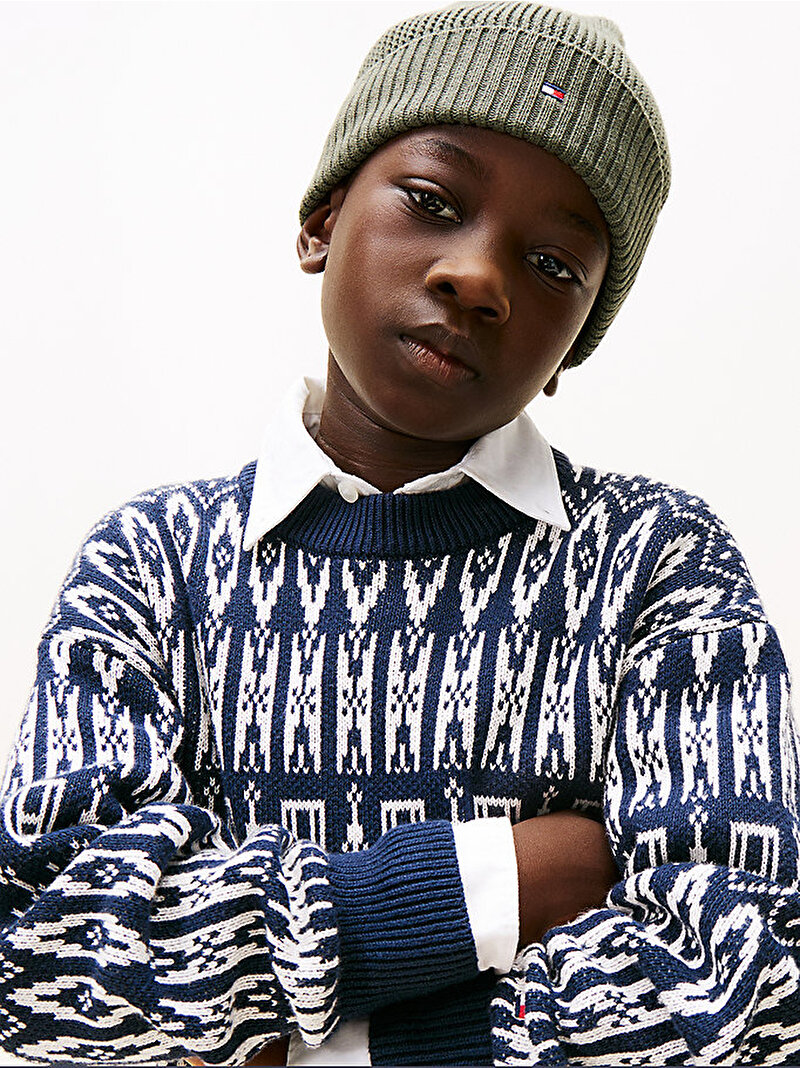 Erkek Çocuk Fairisle C-neck Kazak Lacivert KB0KB099120GJ