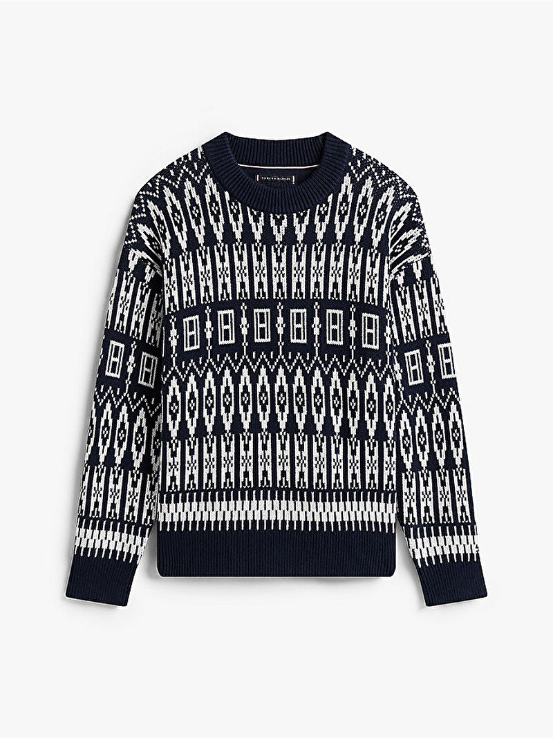 Erkek Çocuk Fairisle C-neck Kazak Lacivert KB0KB099120GJ