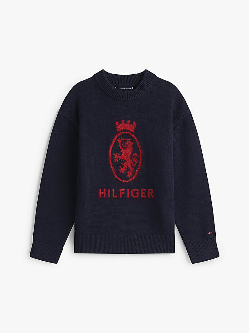 Erkek Çocuk Wool Crest Crew Neck Kazak Lacivert KB0KB10353DW5