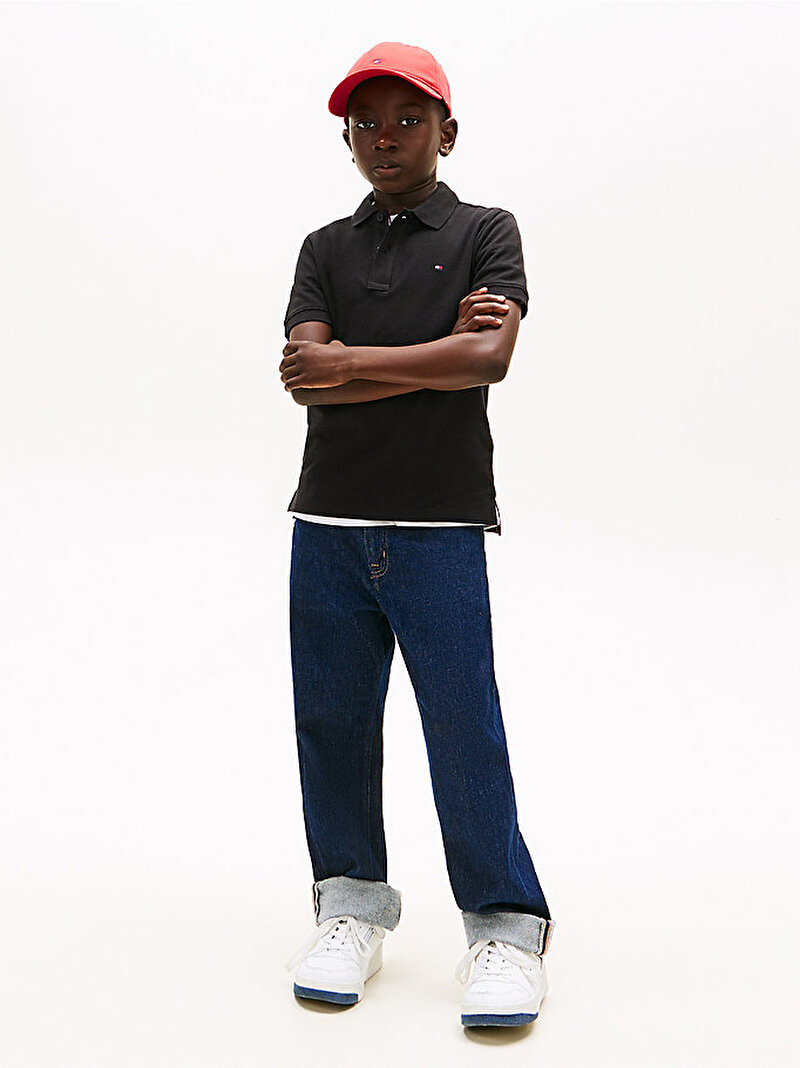 Erkek Çocuk Flag Polo T-shirt Siyah KB0KB09103BDS