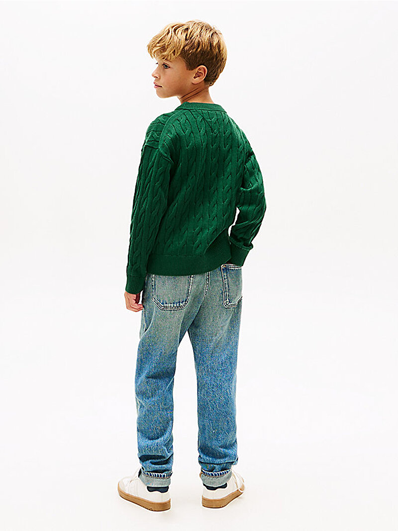 Erkek Çocuk Cotton Cable Crest Kazak Yeşil KB0KB10352L6K