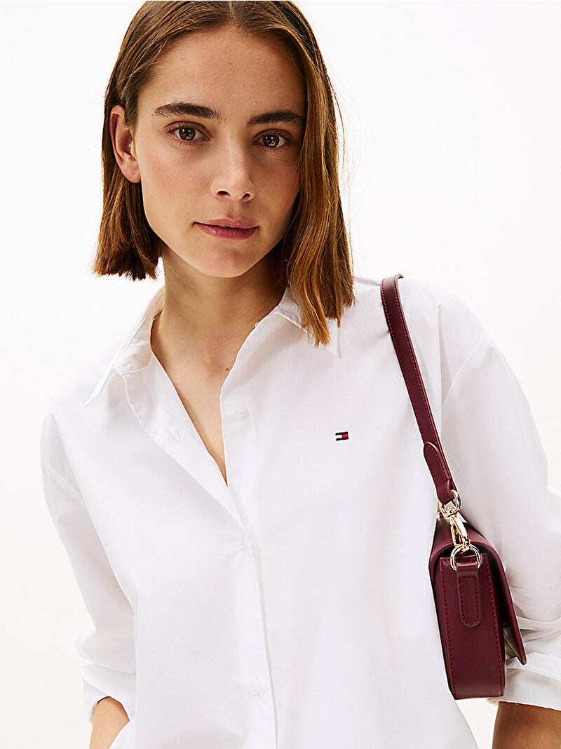 Kadın Essential Poplin Easy Fit Gömlek Beyaz  WW0WW45612YA2