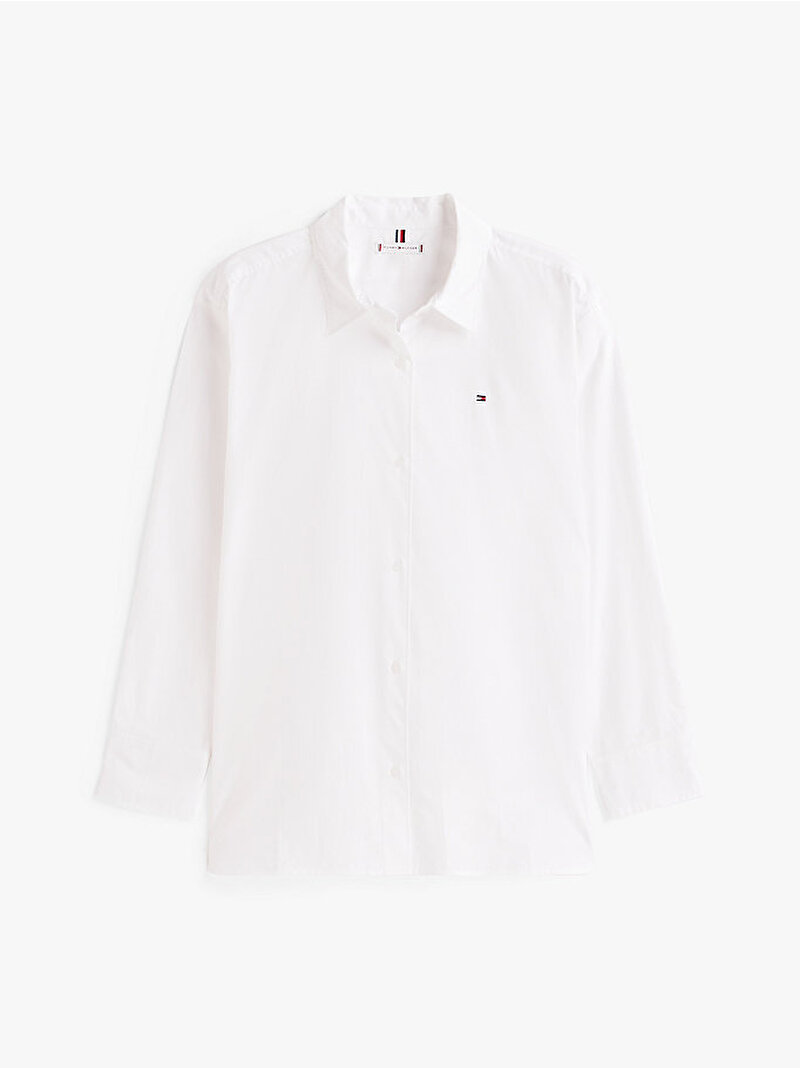 Kadın Essential Poplin Easy Fit Gömlek Beyaz  WW0WW45612YA2