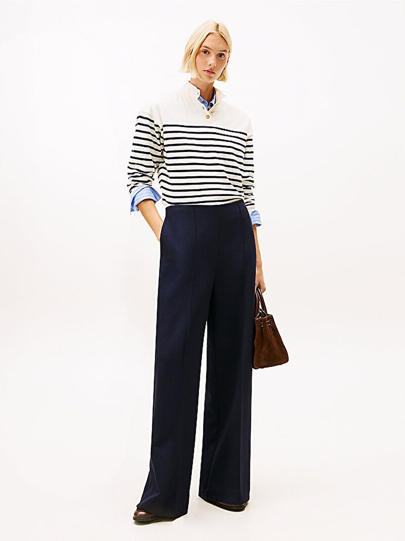 Kadın Punto Wide Leg Pantolon Lacivert WW0WW48406C1G