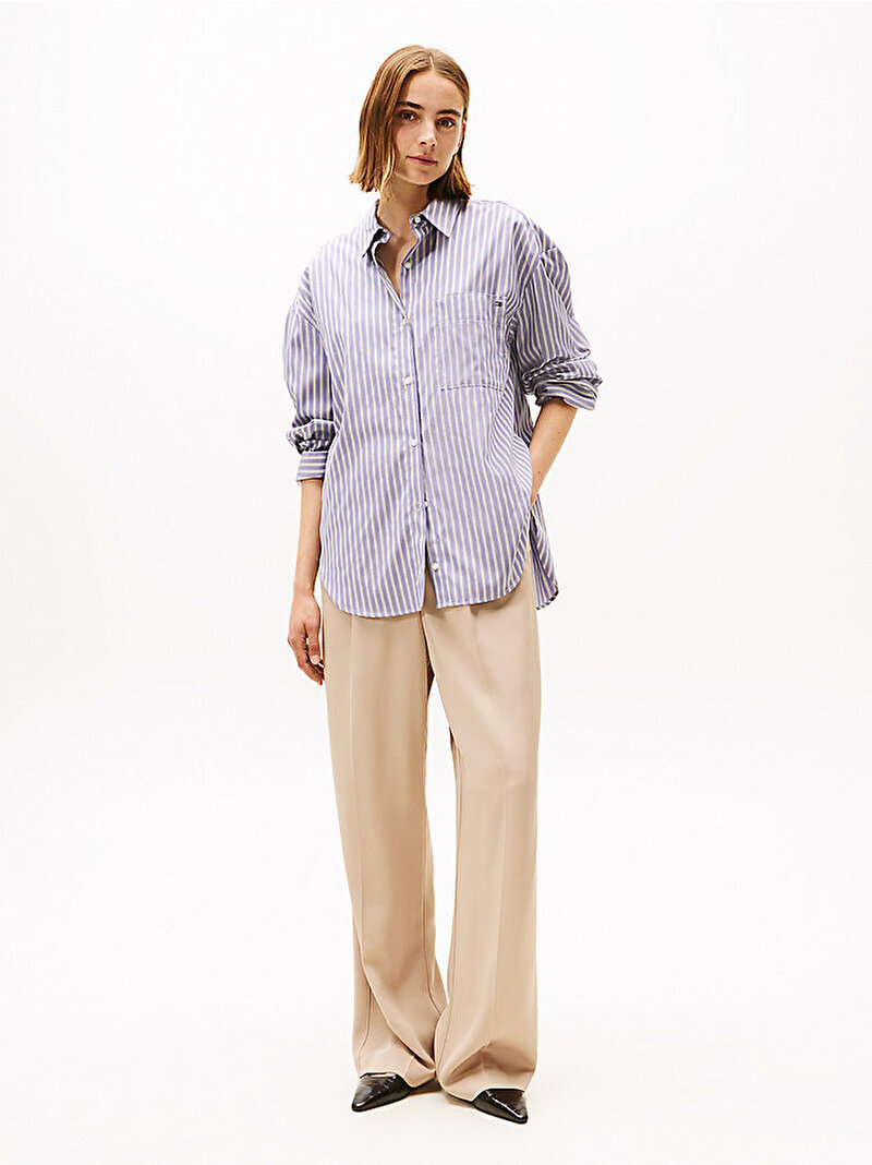 Kadın New Poplin Modern Gömlek Mavi  WW0WW465990D7