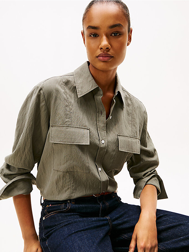 Kadın Fluid Utility Gömlek Yeşil WW0WW46600PSA