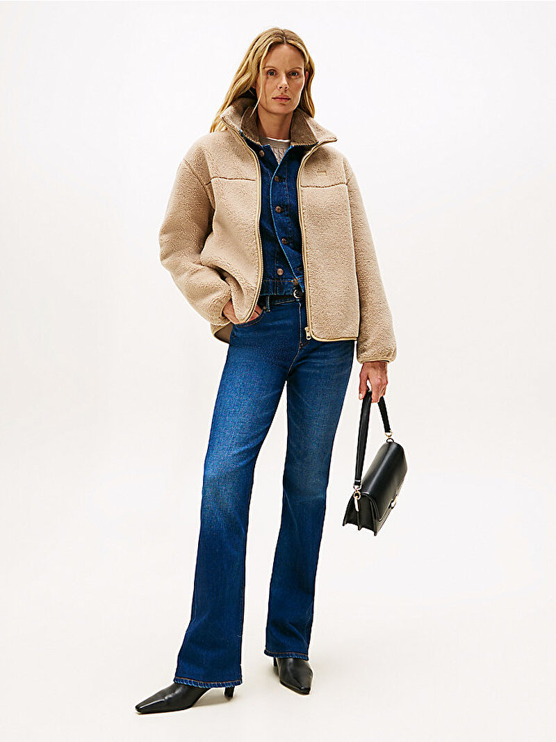 Kadın Teddy Zip Overshirt Ceket Bej  WW0WW48260AEG