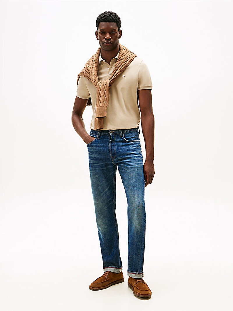 Erkek Liquid Cotton Regular Polo T-shirt Bej  MW0MW39994RBT