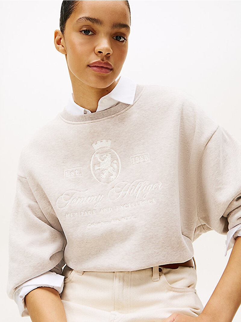 Kadın Varsity Crest Fleece Sweatshirt Bej  WW0WW46128H01